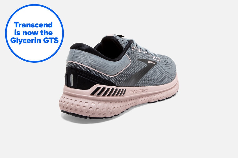 Transcend 7 Road Brooks Running Shoes NZ Womens - Grey/Black/Pink - VIUWCN-614